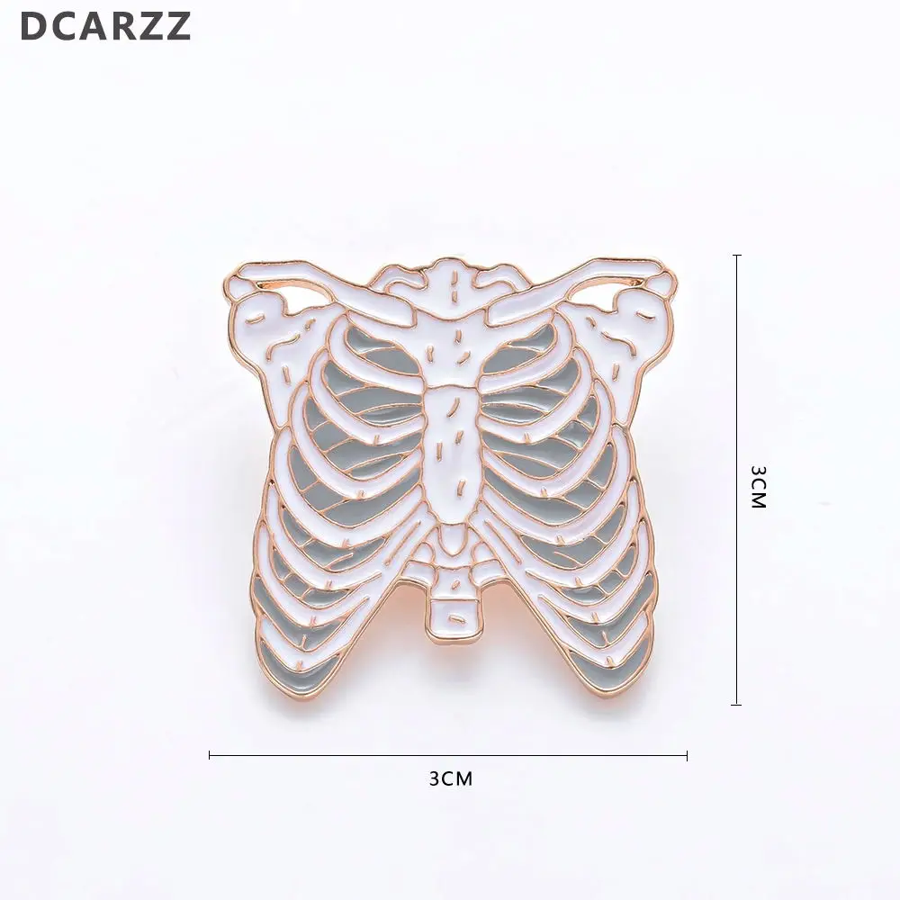 Skeleton Shape Lapel Pin White Enamel Pin Gift for Doctor/Nurse Medical Pins Christmas Jewelry Brooches Metal Women Accessories