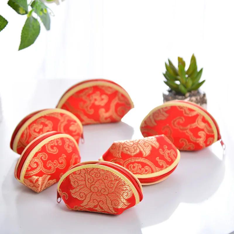 Chinese Style Shell Shape Wedding Favor Gifts Bags Birthday Candy Bags Boxes for Party Decorations Supplies  100pcs/lot