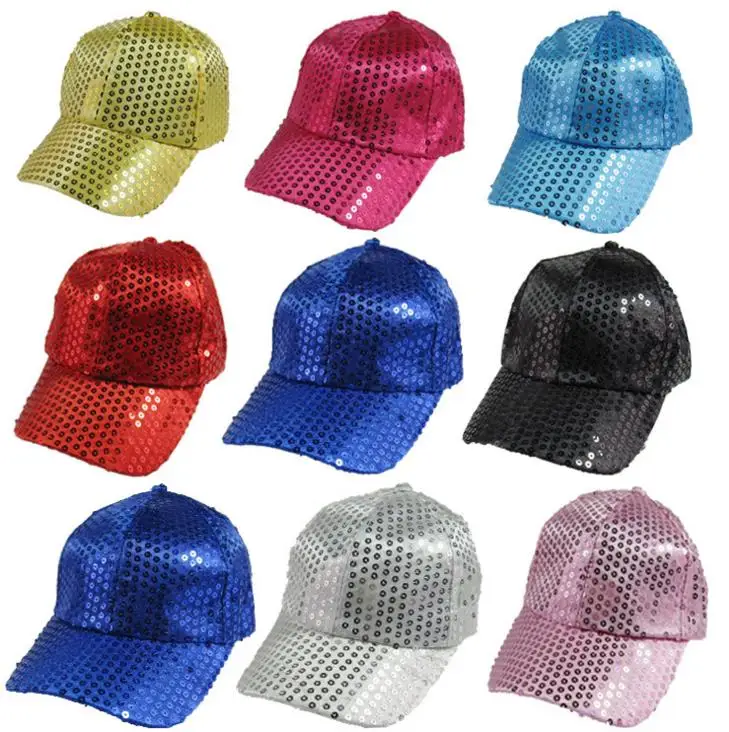 Club Bar Party Dancer Sequin Cap Adults Children Baseball Cap Glitter Sparkling Shiny Hats Adjustable colorful Christmas gift