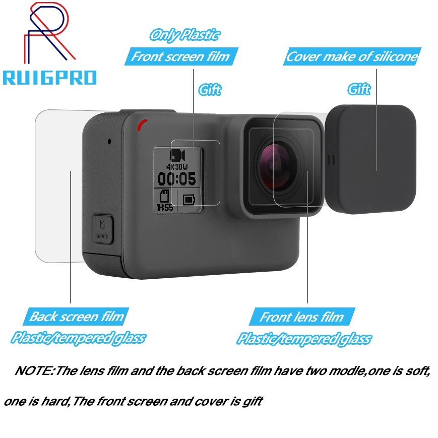 Tempered Glass Film LCD HD Screen Protector+Housing Lens Protector for GoPro HERO 7 6 5 Black Action Camera Accessories