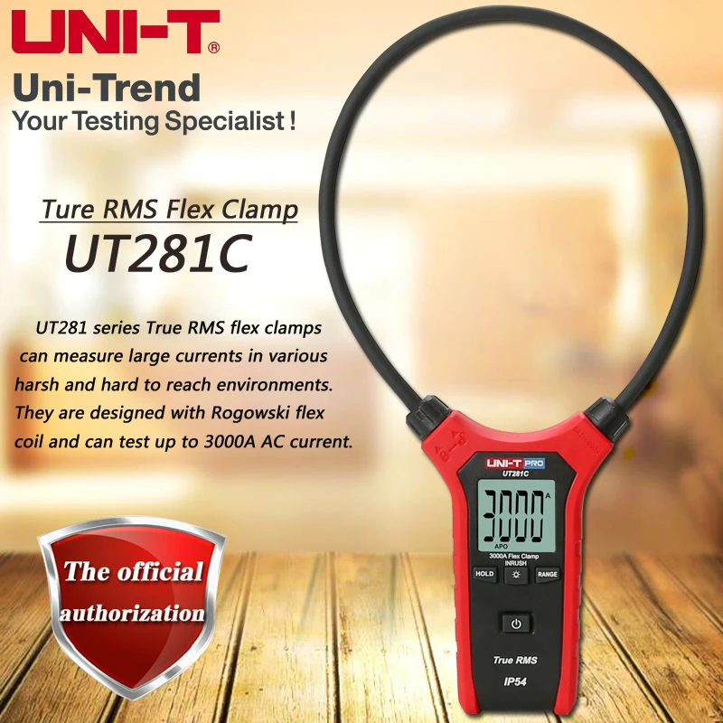 

UNI-T UT281C True RMS AC 3000A Flexible Clamp Ammeter, Multipurpose Table Backlight / Auto Power Off