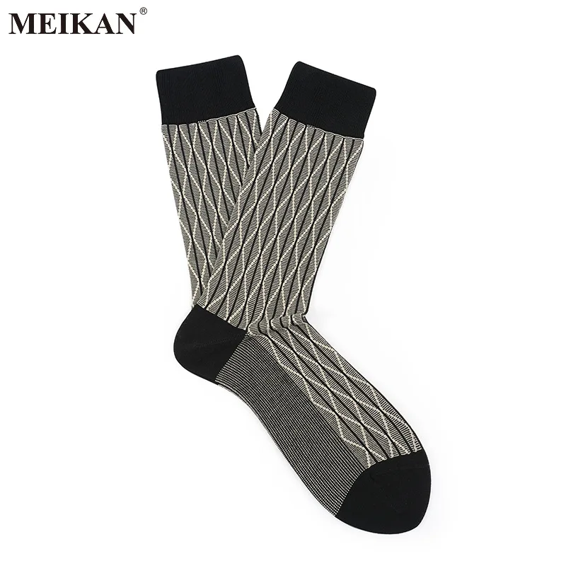 MEIKANG-Men's Thin Mercerized Cotton Socks, Breathable Business Socks for Leather Shoe, High Quality Brand, MKS2017004