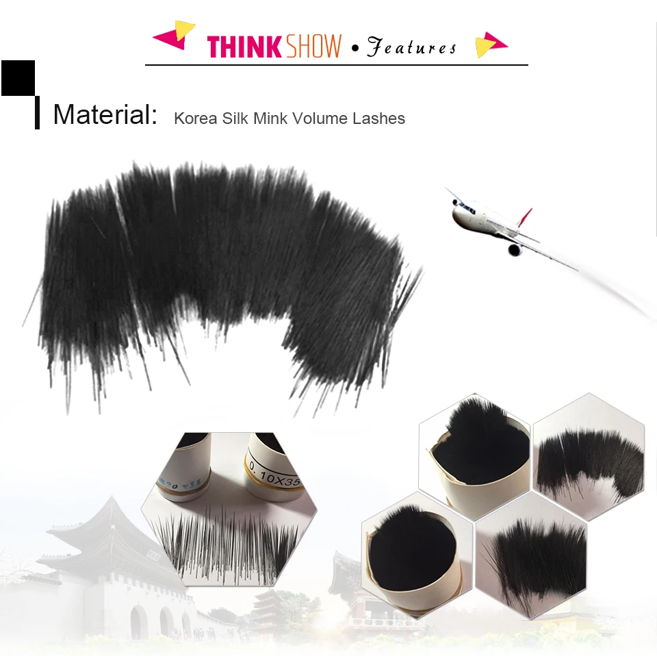 Thinkshow 10 Trays/Lot Individual Silk False Eyelash Extension BCD Curl All Size Fake Eyelashes Lashes Cilios Free Shipping