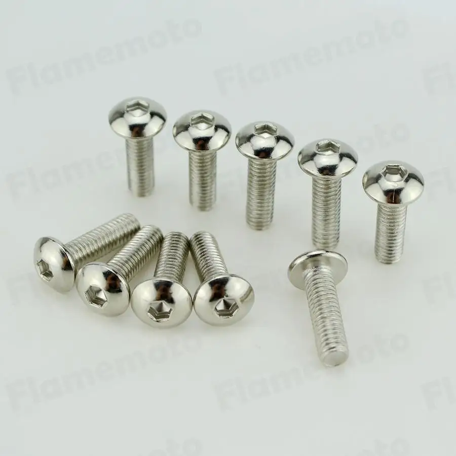 Motorcycle Steel Bolts Screw Chrome 6 x 20mm 10pcs For Harley Touring Dyna Softail Sportster Custom Universal