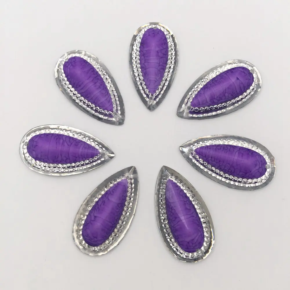 Hot 20PCS  resin 16mm*30mm crack teardrop  flatback rhinestone wedding diy 2 Hole  buttons Ornaments crafts SK07*2