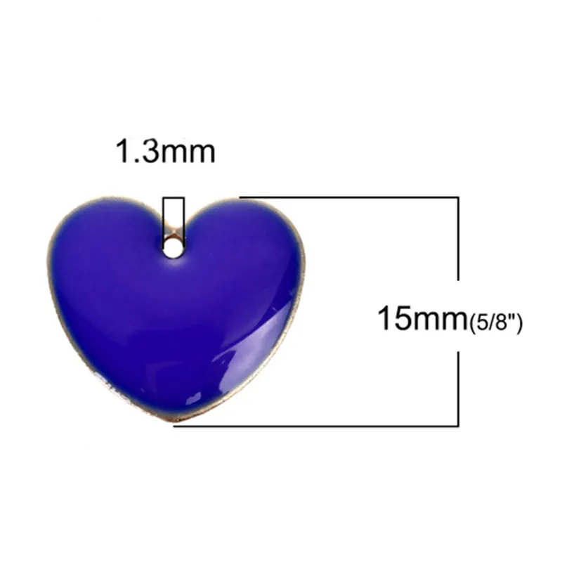 DoreenBeads Fashion Copper Enamelled Sequins Pendant Heart Unplated Colorful Enamel Jewelry DIY 16mm x16mm( 5/8