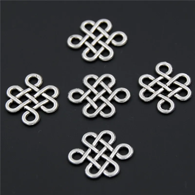 100PCS Metal Charms Silver Color Chinese Knot Connector Pendants Jewelry Findings Fit Necklaces And Bracelets Making A2310