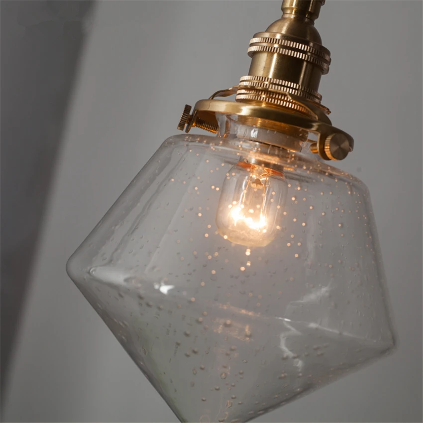 Nordic Modern Pendant Lights Retro Brass Hand-made Bubble Glass holder Housebed Head Bedroom LivingRoom Lamps Light Fixture