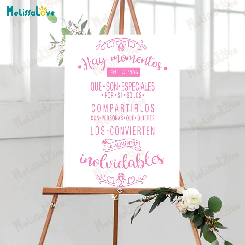 Spanish Wedding Quotation Board Sticker Reception Sign Decal New Design Post Stickers Ceremony Notice SE034