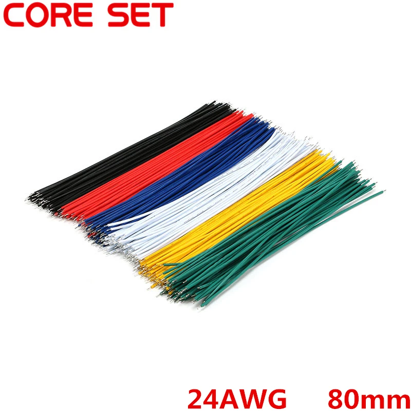 100pcs/Lot Tin-Plated Breadboard Jumper Cable Wire 80mm 24AWG For Arduino 6 Colors Flexible Two Ends PVC Wire Electronic