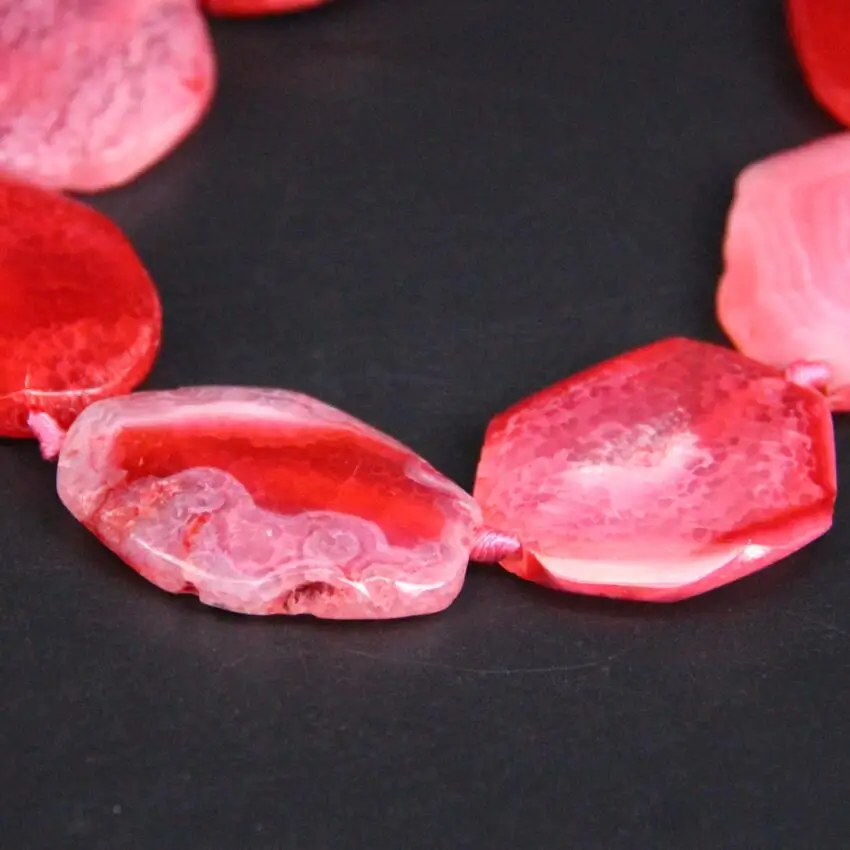 Approx9PCS/strand Pink Red Dragon Veins Agates Druzy Faceted Slab Nugget Beads,Natural Drusy Gems Stone Slice Pendants Jewelry