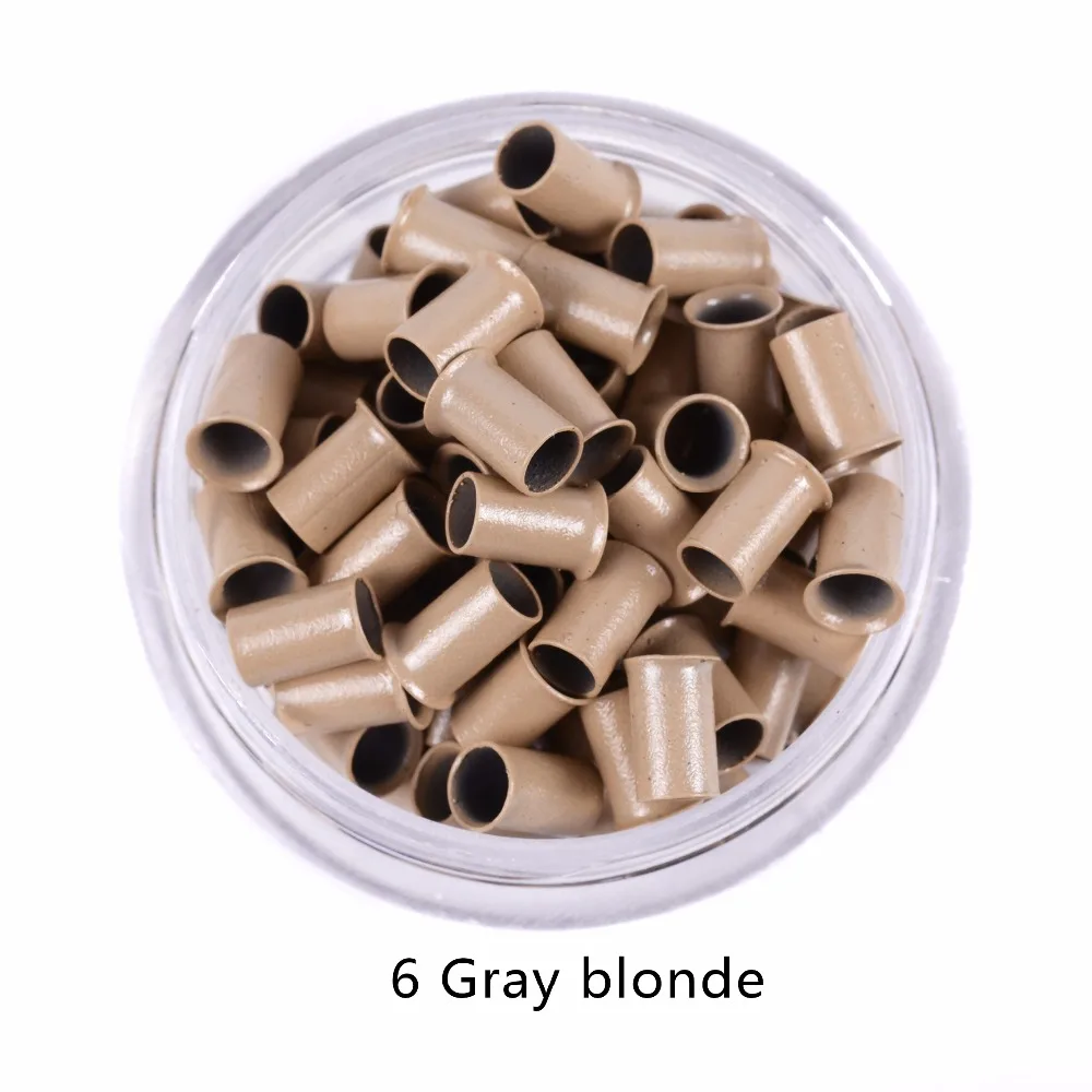 Lot de 1000 tubes évasés en cuivre, 7 couleurs en option, pour extensions de cheveux naturels