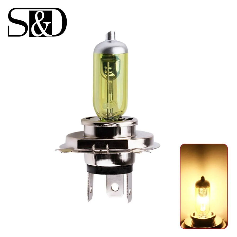 2pcs 12V H4 55W Yellow Fog Lights Halogen Bulb High Power Headlight Lamp Car Light Source parking Head auto 60/55W 3000K