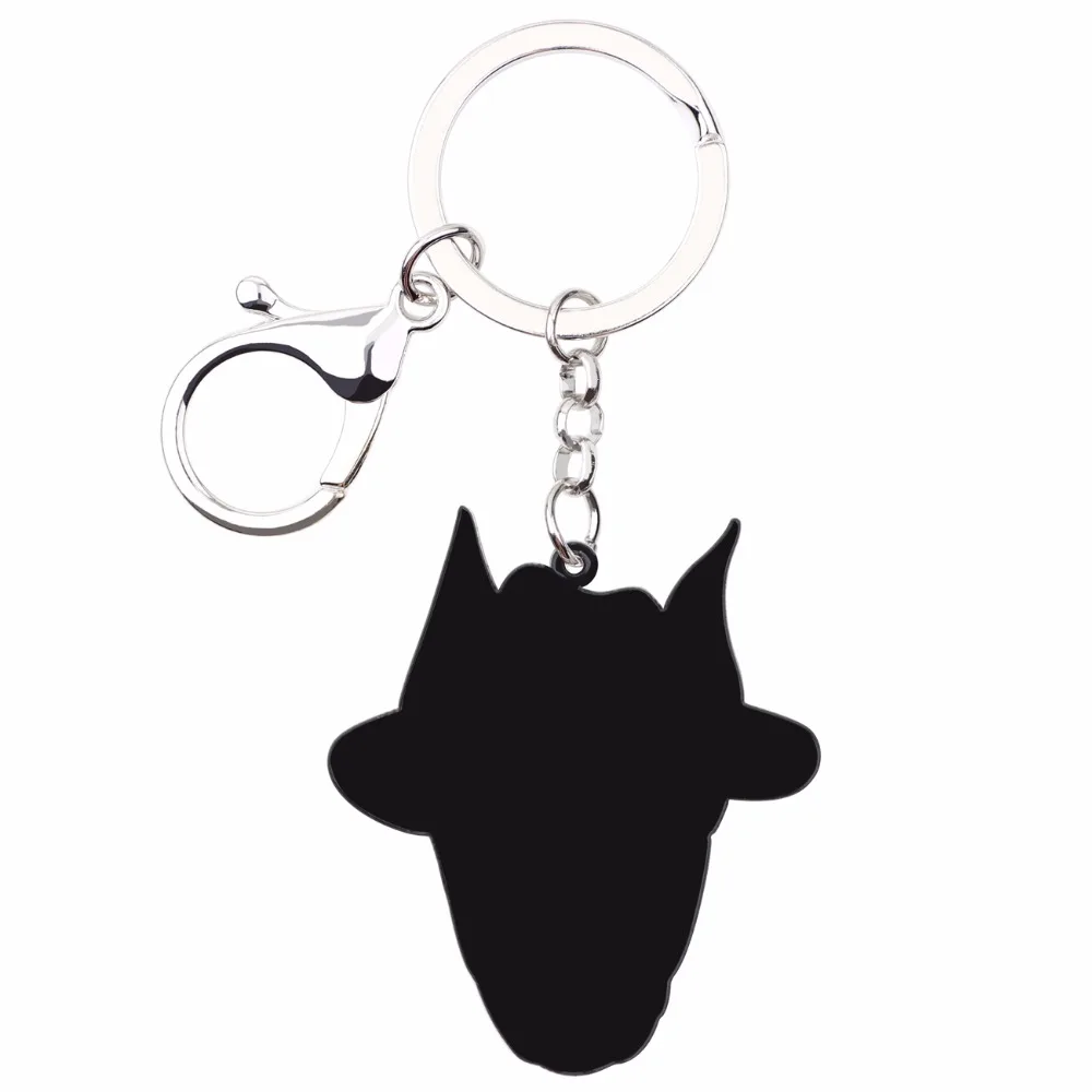 Bonsny Acrylic German Doberman Pinscher Key Chain Key Ring Women Handbag Pendant 2017 New Charm Dog Jewelry Car Key Accessories