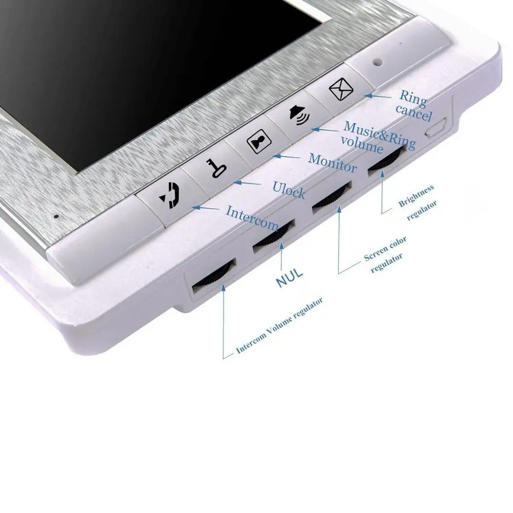 7 Cal przewodowy kolorowy ekran LCD 2-way bezprzewodowy wideodomofon, wsparcie monitoringu, odblokuj, dwukierunkowy domofon drzwi
