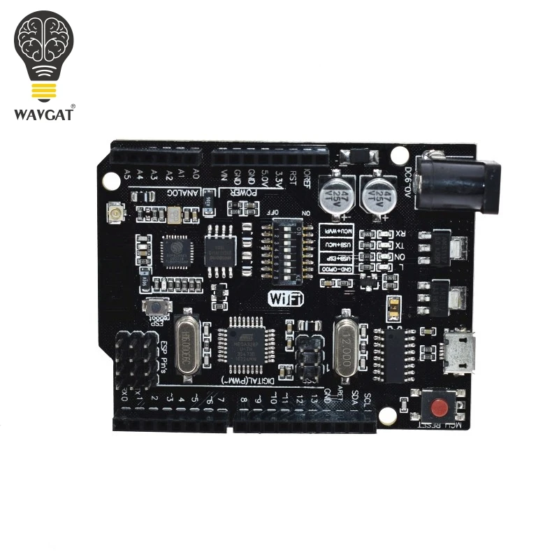 WAVGAT UNO R3 + WiFi ATmega328P + ESP8266 (32Mb 메모리) USB-TTL CH340G Arduino Uno NodeMCU WeMos ESP8266 One New Arrival