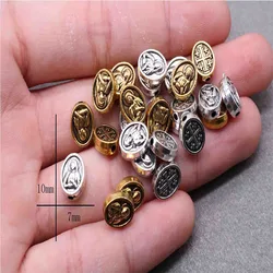 Little Delan Empty Beads Hand Cross Beaded Handmade Maria Medal Cross Catholic Charm Handmade Jewelry DIY