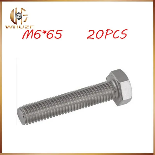 Free shipping20pcs/Lot DIN933\GB5783 M6x65 M6*65 mm 304 Stainless Steel hex bolts Outside the hexagonal screw m6 bolts,m6 nails