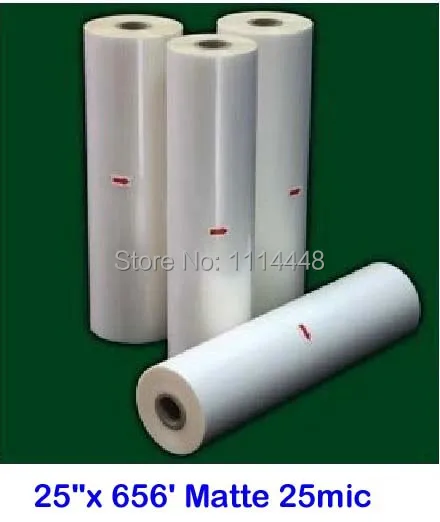 

2 Rolls 25"x 656' 1mil Matte Bopp Hot Laminating Film 1" Core for Lamination Laminate machine