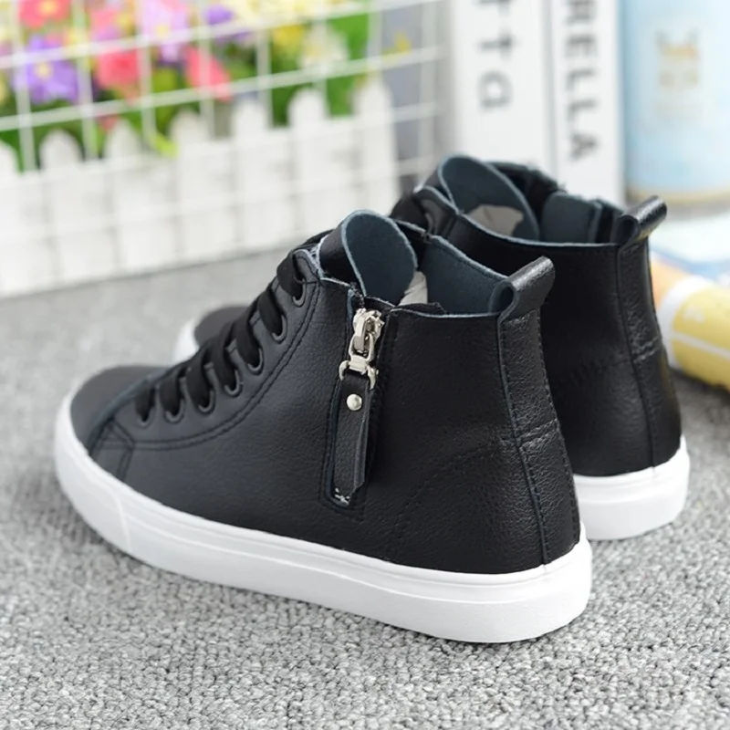 Women Casual Shoes 2020 Autumn Fashion High Top Sneakers Shoes Women Flat Female Breathable Lace Up Zipper Women Sneakers