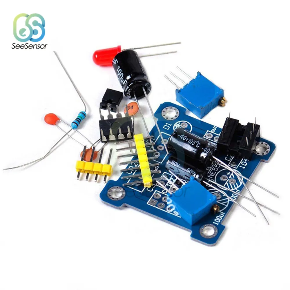 

NE555 Frequency Duty Pulse Generator Cycle Square Wave Rectangular Wave Signal Adjustable Electronic DIY Kit Module 555 Board