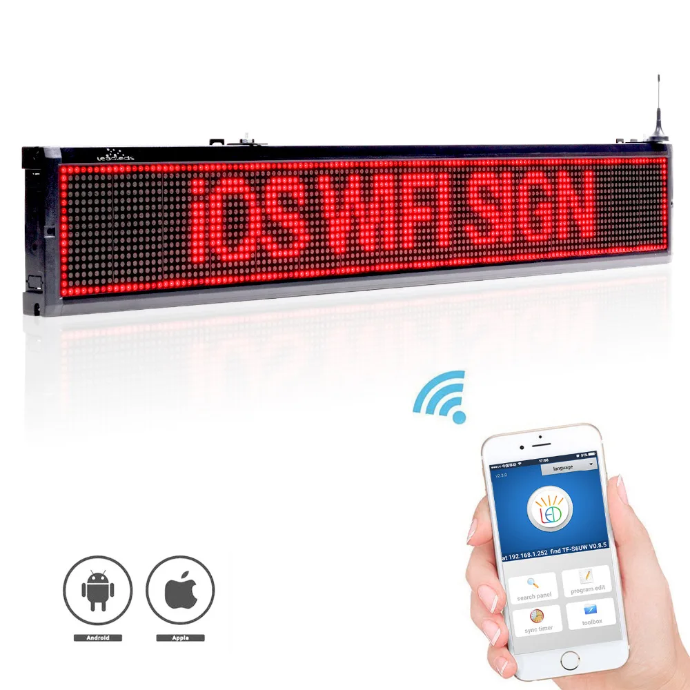 101CM Wifi wireless remote Programmable Advertising LED Text Temperature  Display Board, indoor Red display Screen for Busines