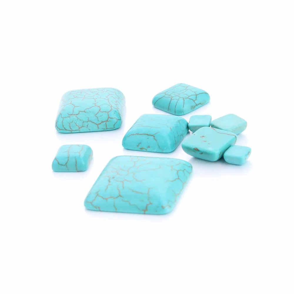 DC 10pcs/lot Natural Stone Square Shape Blue Stripe Turquoise Cabochon For DIY Jewelry Making Bracelet Accessories