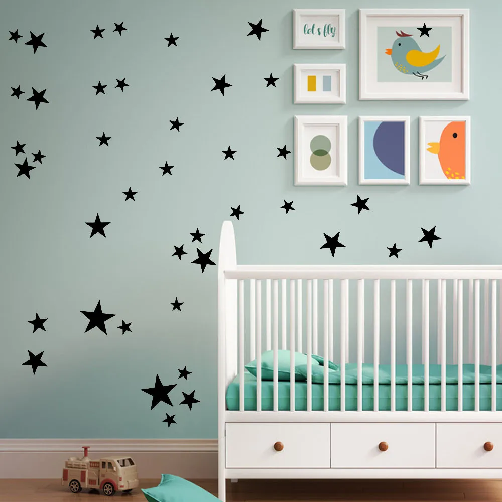 45pcs 3-5cm Cartoon Starry Wall Stickers For Kids Child Rooms Wallpaper Wardrobe Fridge Decoration Cute Stars Vinyl Art Mural