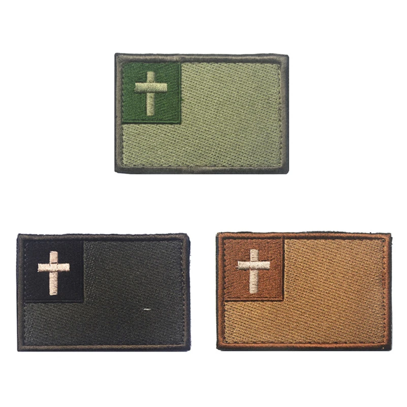 Parche bordado cruz cristiana velcro – Para equipo táctico MOLLE