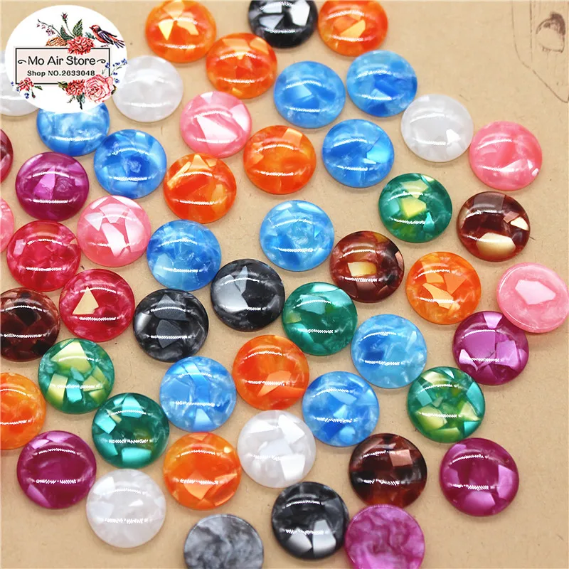 

10/12/14/16mm mix color round bead imitaton seashell button Resin Cabochon bead Art Supply Decoration Charm bead