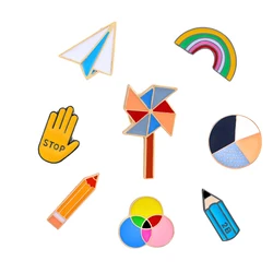 Rainbow Brooch Badge Windmill Pencil Aircraft Lapel Pins Cartoon Brooches For Kids Hat Shirt backpack Accessories Jewelry Gifts