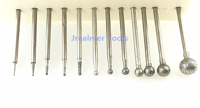 Jrealmer 10 adet 2.35mm shank Yuvarlak Top Elmas Çapak uçları Dremel Çapak Döner Aracı Diş Gravür Aşındırma Aşındırıcı aracı