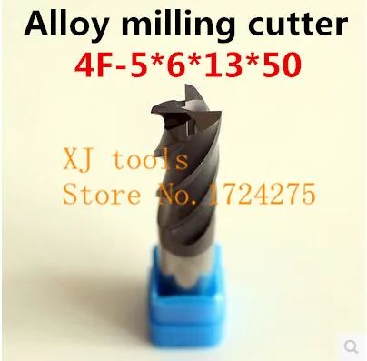 5pcs Of 4F-5.0*6*13*50mm Micro Solid Carbide End Mill CNC Milling Cutter Tool Bits For Steel Milling