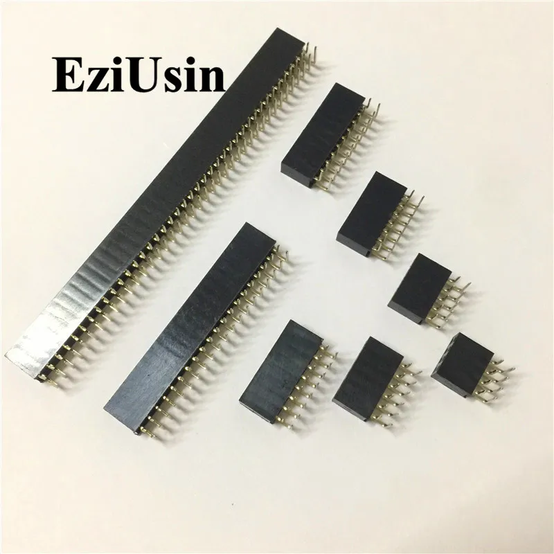 2.54Mm R/Een Dubbele Rij Vrouwelijke 2 ~ 40P Pcb Board Haakse Pin Header Socket Connector pinheader 2 */4/6/10/20/40Pin Voor Arduino