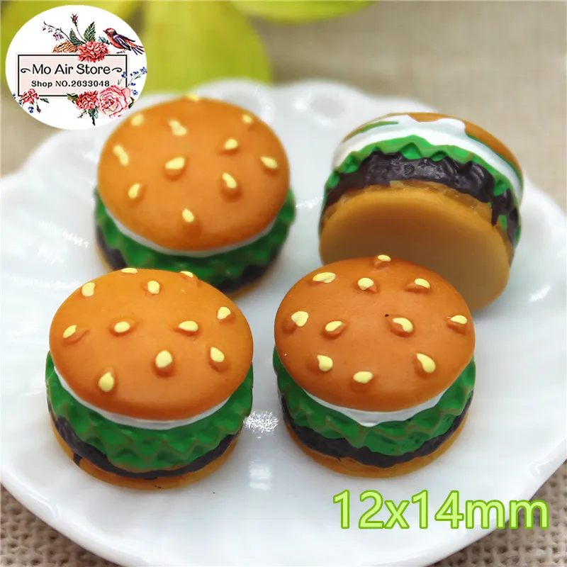 10PCS mini hamburger Resin Flat back Cabochon imitation food Art Supply Decoration Charm Craft