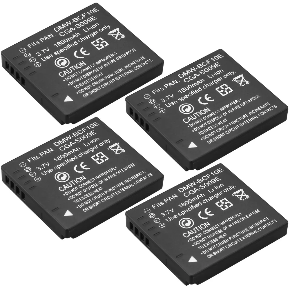 Probty 4x DMW-BCF10E DMW BCF10e Camera Batteries for Panasonic DMC-FS12 FS15 FS25 FS4 FS7 FX40 FX48 FX550 FX580 FX68 FH1 TS3 TS4