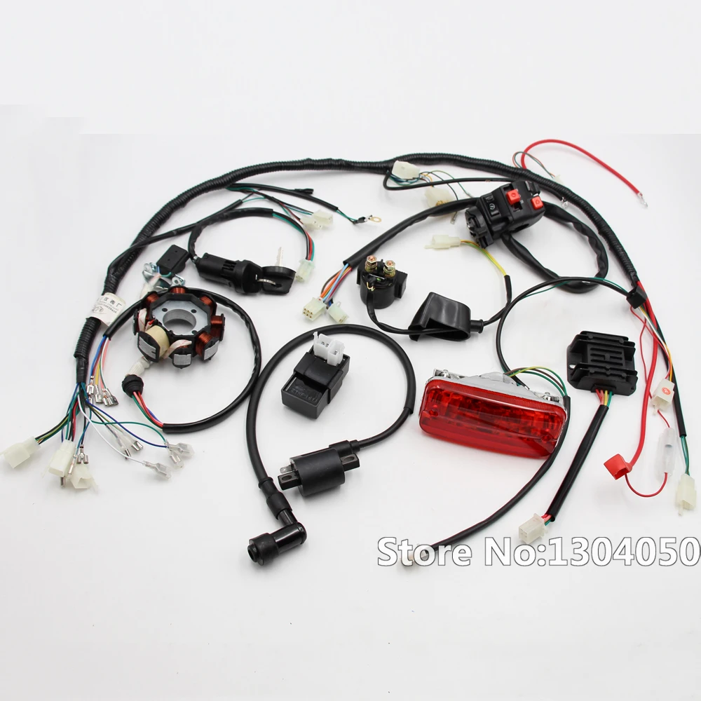 

COMPLETE ELECTRICS 4 Stroke ATV QUAD 150 200 250 300CC WIRING HARNESS CDI 8 Coil Stator Tail Light Zongshen Lifan