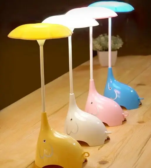 Elephant LED night light table lamps creative bedroom study yellow pink blue cute warm eye small table light desk lamps ZA9021