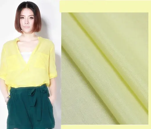 yellow green 50% silk  50%cotton plain dyed  silk cotton fabric for lining  dress 12m/m,140cm