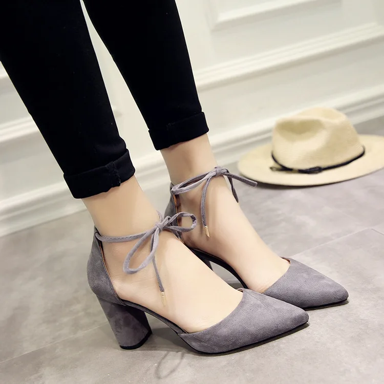 

Summer Women Shoes Pointed Toe Pumps Dress Shoes High Heels Boat Shoes Wedding Shoes pink black Side with Straps