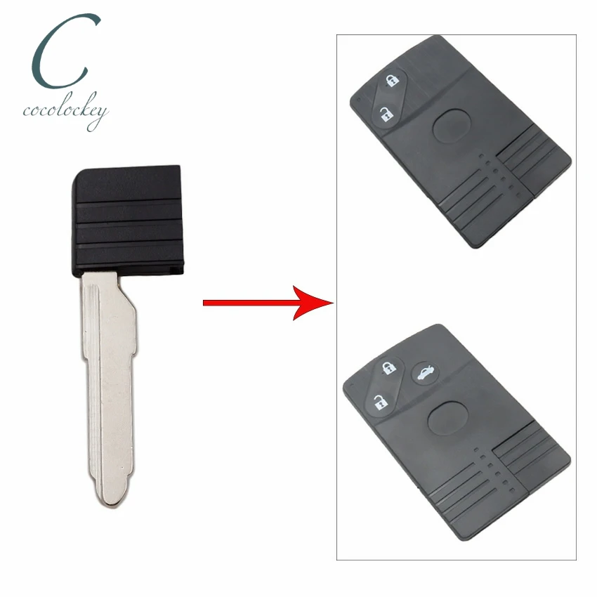 

Smart Card Remote Key Shell for mazda 5 6 cx-7 cx-9 rx8 miata 2 button emergency key Blade