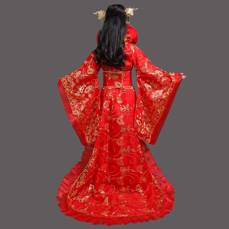 Girl's Dance Wear Chinese Ancient Tang Dynasty Dramaturgic Dress Kids Ancient Infanta Peri Theatrical Draggle-tail Dress YZT0822