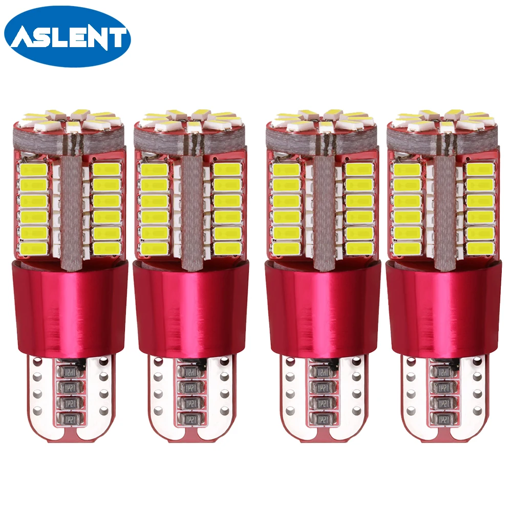 

Aslent 4PCS T10 W5W 194 White Canbus Error Free Car Bulb LED Turn Signal Light Interior Reverse License Plate 4014 SMD 57 Chips