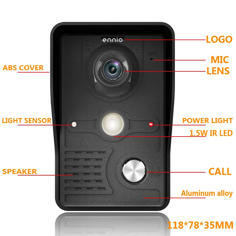 New 7 inch Video Doorbell Monitor Video Intercom With 1200TVL Weatherproof Outdoor Camera IP65 Door Phone Intercom System