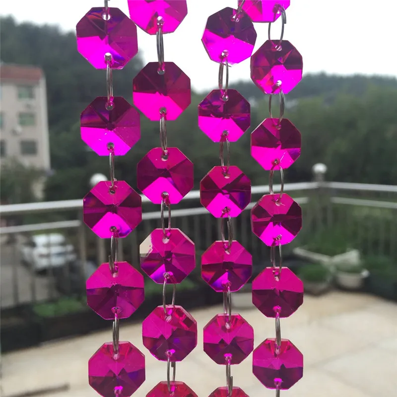 

10 Meters Fuchsia Garland Strand Hanging Crystal Glass Bead Curtain Diamond Chains Party Tree Wedding Centerpiece Decor