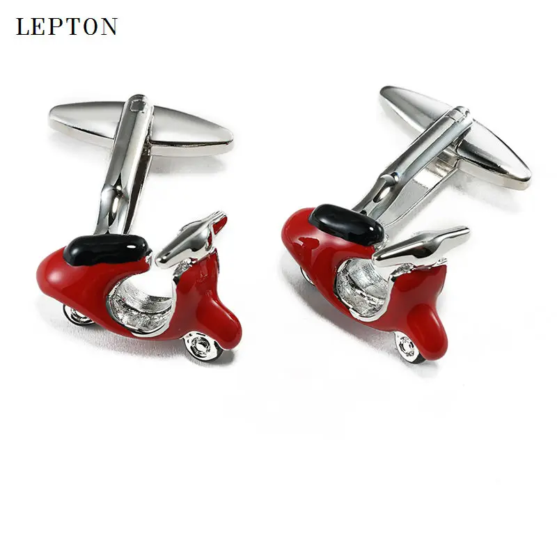 

Lepton Fashion Motorbike Design Cufflinks High Quality Enamel Cuff links motorcycle style cufflinks for mens shirt cuff cufflink