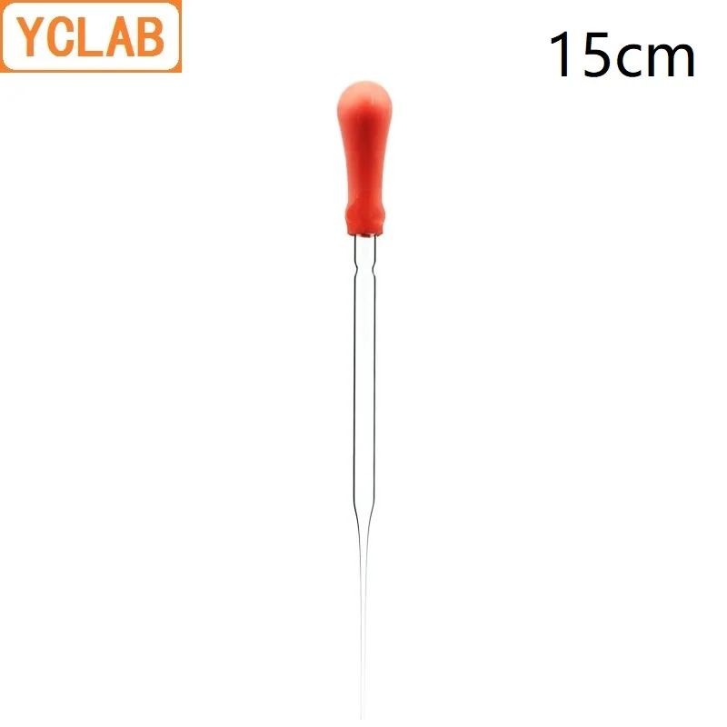 YCLAB 15cm Pasteurized Dropping Pipette Clear Glass Straight Tip with Red Latex Rubber Nipple Laboratory Chemistry Equipment