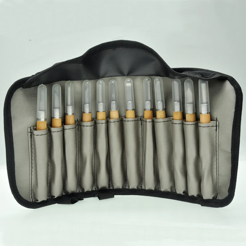 12pcs Professional Wood Carving Chisel Knife Hand Tool Set For Basic Detailed Carving Woodworkers Gouges