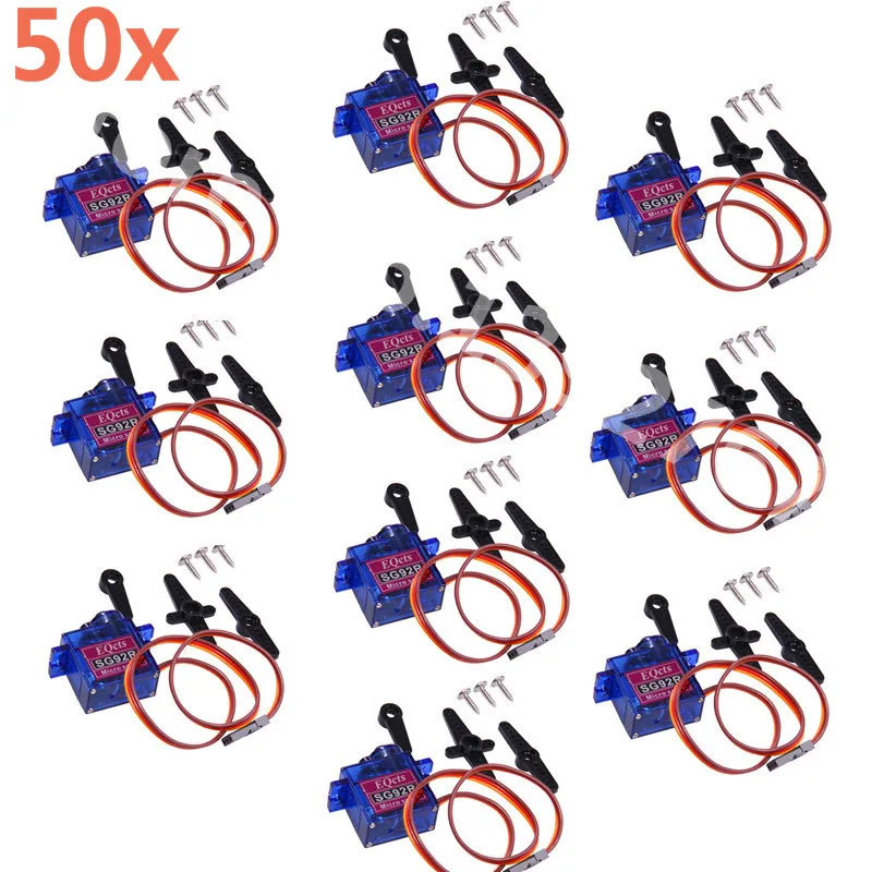 Wholesale 50pcs SG92R Micro 9g Servo 2.5kg/cm Nylon Carbon fiber Gears For RC Car Plane RC Helicopter RC Car Boat