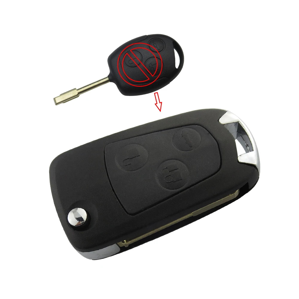 Okeytech-Car Modificado Flip Remote Key, 3 botões, FO21, HU101, Fob Shell para Ford, Focus, Mondeo, Fiesta, C-MAX, fusão, trânsito, KA